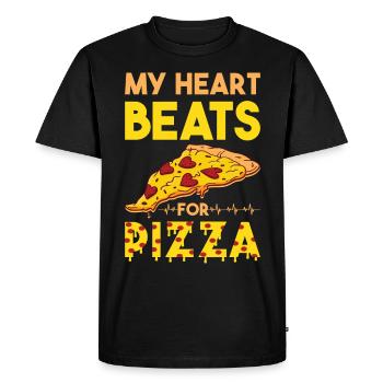 Drôle de dicton de pizza - T-shirt Premium bio Homme - noir - Devant - Nico (187cm)