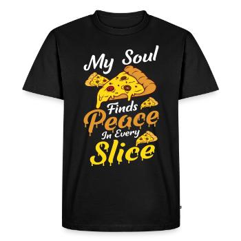 Drôle de dicton de pizza - T-shirt Premium bio Homme - noir - Devant - Nico (187cm)