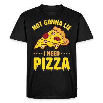 Drôle de dicton de pizza - T-shirt Premium bio Homme - noir - Devant - Nico (187cm)