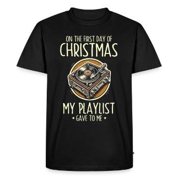 Le jour de Noël, j’ai reçu de la musique de playlist - T-shirt Premium bio Homme - noir - Devant - Nico (187cm)