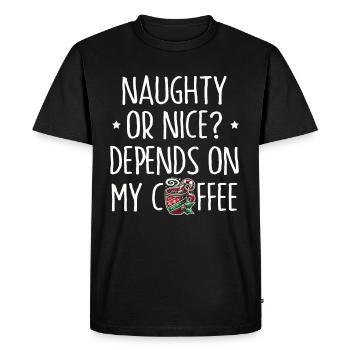 Effronté ou gentil ? Dépend de l’ambiance du café - T-shirt Premium bio Homme - noir - Devant - Nico (187cm)