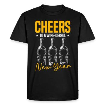 Cheers to a wine-rich New Year's wine celebration - Men's Premium Organic T-Shirt - black - Front - Nico (187cm)