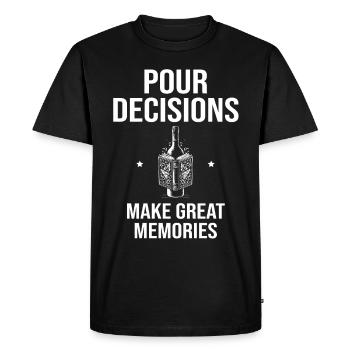 Pour decisions, make great memories, wine - Men's Premium Organic T-Shirt - black - Front - Nico (187cm)