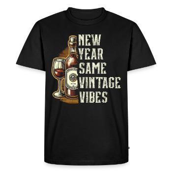 New Year Same Vintage Vibe, Wine Lovers - Men's Premium Organic T-Shirt - black - Front - Nico (187cm)
