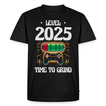 Niveau 2025 Temps de mouture, Objectifs de jeu, Jour de l’An - T-shirt Premium bio Homme - noir - Devant - Nico (187cm)