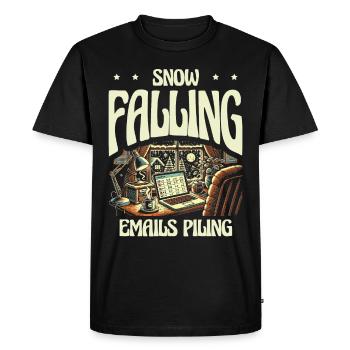 Snow-falling e-mails pile up, winter work - Men's Premium Organic T-Shirt - black - Front - Nico (187cm)