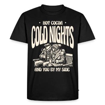 Chocolat chaud, nuits froides, toi à côté, amour de l’hiver - T-shirt Premium bio Homme - noir - Devant - Nico (187cm)