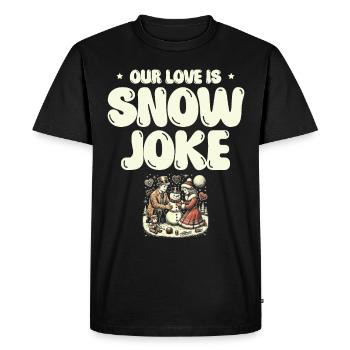 Notre amour Snow Wit, Humour d’hiver, Romantique - T-shirt Premium bio Homme - noir - Devant - Nico (187cm)