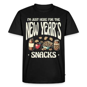 Je ne suis ici que pour les collations et la nourriture du Nouvel An - T-shirt Premium bio Homme - noir - Devant - Nico (187cm)