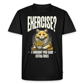 Exercise, I thought you said extra fries - Men's Premium Organic T-Shirt - black - Front - Nico (187cm)