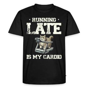 Running late is cardio, fitness humor workout - Men's Premium Organic T-Shirt - black - Front - Nico (187cm)