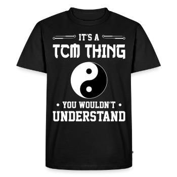 Chi Qi Ying Yang Médecine traditionnelle chinoise - T-shirt Premium bio Homme - noir - Devant - Nico (187cm)