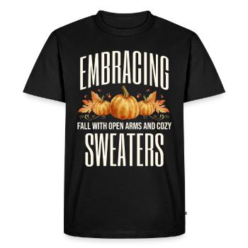 Hugging the fall with open arms cozy - Men's Premium Organic T-Shirt - black - Front - Nico (187cm)