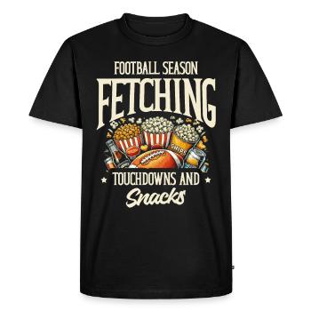 Football Season Touchdowns And Snacks Dog Lovers - Men's Premium Organic T-Shirt - black - Front - Nico (187cm)