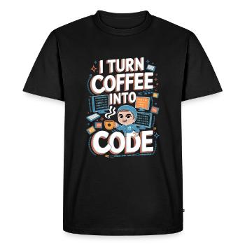Coffee and Code – Fun Programmer Design - Men's Premium Organic T-Shirt - black - Front - Nico (187cm)