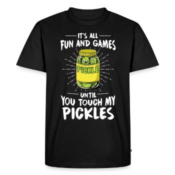 Cornichon à l’aneth Je suis l’un des cornichons - T-shirt Premium bio Homme - noir - Devant - Nico (187cm)
