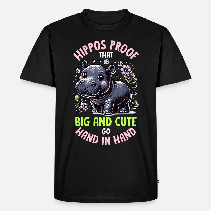Nilpferd - Männer Premium Bio T-Shirt - Schwarz