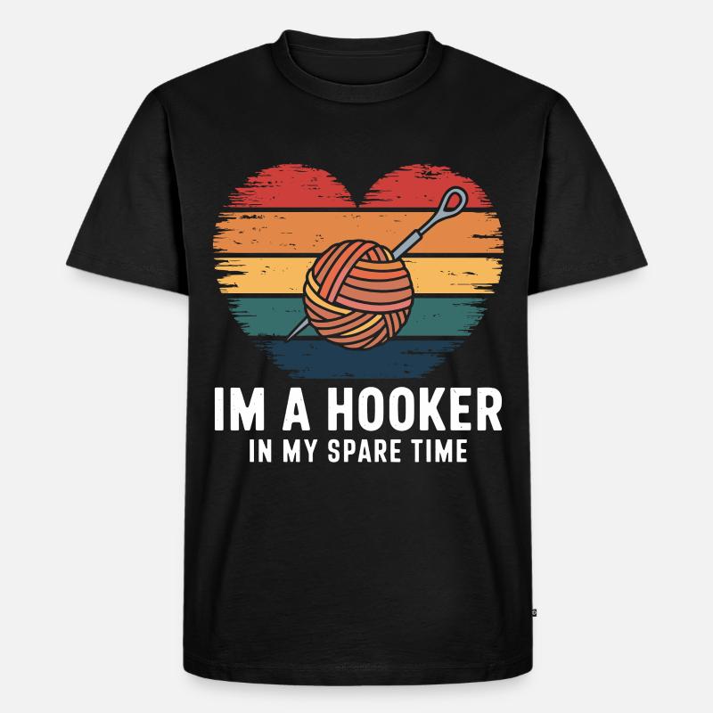 Häkeln - Männer Premium Bio T-Shirt - Schwarz