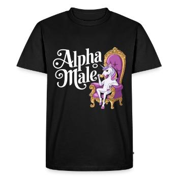 Arc-en-ciel Alpha Homme Licorne - T-shirt Premium bio Homme - noir - Devant - Nico (187cm)