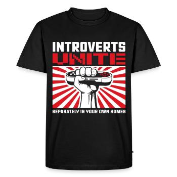 Introverts unite - Men's Premium Organic T-Shirt - black - Front - Nico (187cm)