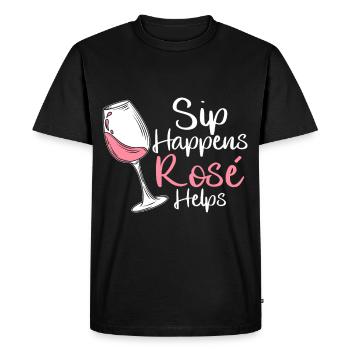 Wine Rosé - Men's Premium Organic T-Shirt - black - Front - Nico (187cm)