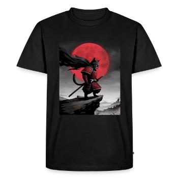 Warrior Cat Japanese Cat Samurai Cat - Men's Premium Organic T-Shirt - black - Front - Nico (187cm)