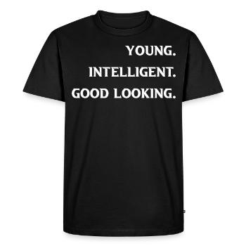 jeune intelligent beau beau - T-shirt Premium bio Homme - noir - Devant - Nico (187cm)