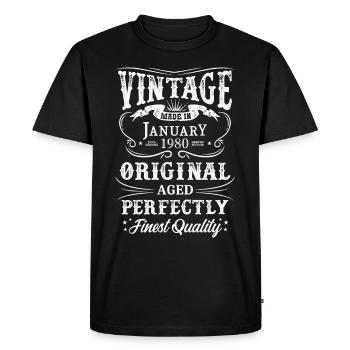 Vintage Made In 1980 Né en 1980 - T-shirt Premium bio Homme - noir - Devant - Nico (187cm)