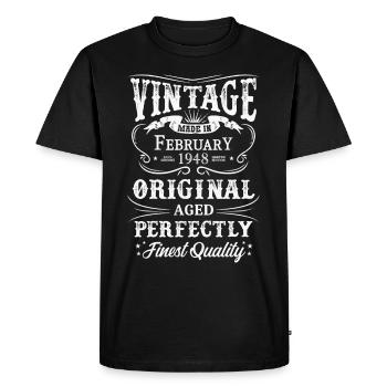 Millésime Fabriqué En 1948 Année de naissance Février 1948 - T-shirt Premium bio Homme - noir - Devant - Nico (187cm)