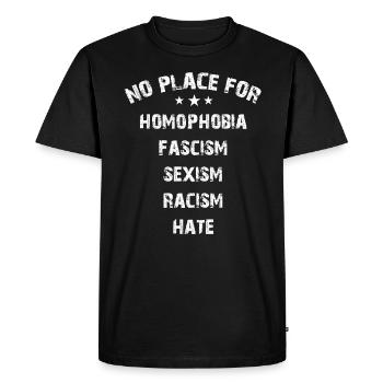 NO PLACE FOR SEXISM ETC. - Men's Premium Organic T-Shirt - black - Front - Nico (187cm)