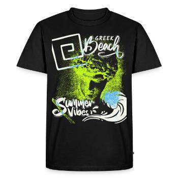 Grèce, plage, vacances, été grec - T-shirt Premium bio Homme - noir - Devant - Nico (187cm)