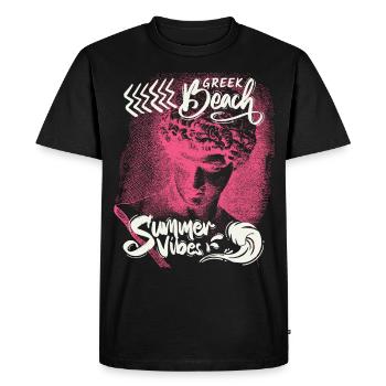 Grèce, ornement antique, drôle de dicton - T-shirt Premium bio Homme - noir - Devant - Nico (187cm)