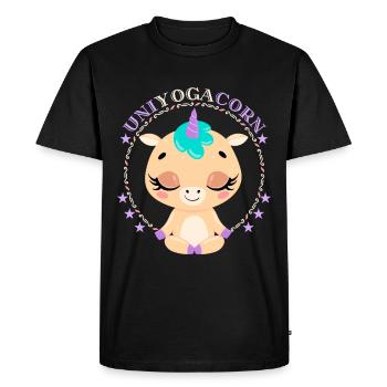 Licorne de yoga, licorne de yoga, dicton drôle - T-shirt Premium bio Homme - noir - Devant - Nico (187cm)