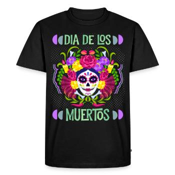 Dia-de-los-Muertos, Mexico, La-Catrina sugar-skull - Men's Premium Organic T-Shirt - black - Front - Nico (187cm)