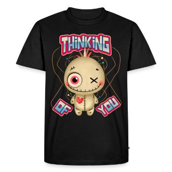 Voodoo doll, funny saying Thinking-Of-You - Men's Premium Organic T-Shirt - black - Front - Nico (187cm)