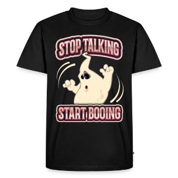 Funny Ghost, Saying Halloween Comic Book Style - Men's Premium Organic T-Shirt - black - Front - Nico (187cm)