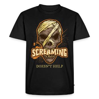 Eerie mummy, Halloween motif, horror - Men's Premium Organic T-Shirt - black - Front - Nico (187cm)