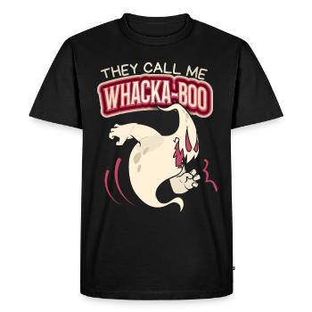 Funny ghost, saying Halloween Whacka-Boo - Men's Premium Organic T-Shirt - black - Front - Nico (187cm)