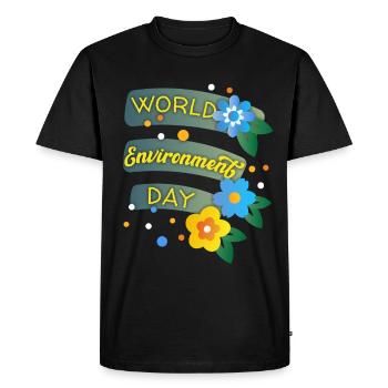 World Environment Day, World Environment Day with flowers - Men's Premium Organic T-Shirt - black - Front - Nico (187cm)