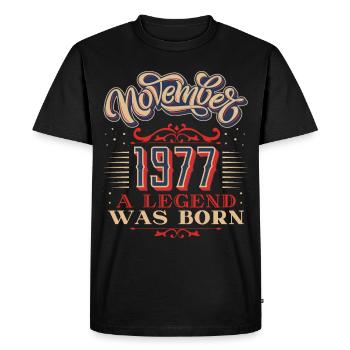 1977 birthday, November-1977, 11-1977 - Men's Premium Organic T-Shirt - black - Front - Nico (187cm)