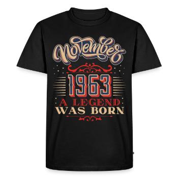 1963 birthday, November-1963, 11-1963 - Men's Premium Organic T-Shirt - black - Front - Nico (187cm)