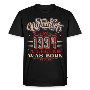 1994, anniversaire, novembre 1994, 11.1994, 11-1994 - T-shirt Premium bio Homme - noir - Devant - Nico (187cm)