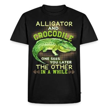 Crocodile Crocodile Alligator Funny Saying Pun - Men's Premium Organic T-Shirt - black - Front - Nico (187cm)