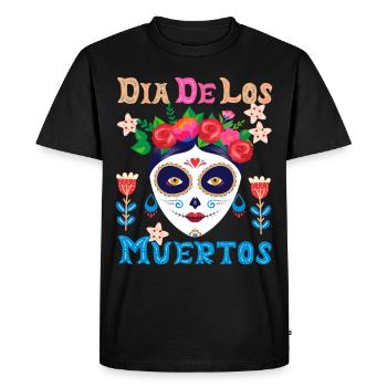 Dia-de-los-Muertos, La-Catrina Mexico, sugar-skull - Men's Premium Organic T-Shirt - black - Front - Nico (187cm)