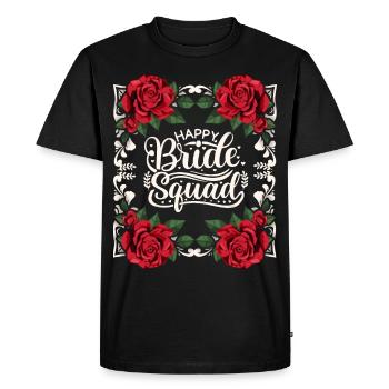 Team Bride, Happy Bride Squad, Dicton, Calligraphie - T-shirt Premium bio Homme - noir - Devant - Nico (187cm)