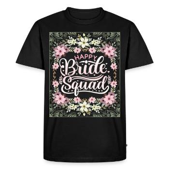 Happy-Bride-Squad, Team Bride, Dicton, Calligraphie - T-shirt Premium bio Homme - noir - Devant - Nico (187cm)