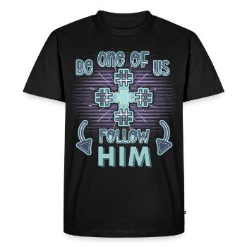 Chrétien disant Jésus-Christ, Croix - T-shirt Premium bio Homme - noir - Devant - Nico (187cm)