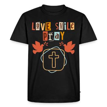 Jésus-Christ disant avec des colombes de paix - T-shirt Premium bio Homme - noir - Devant - Nico (187cm)