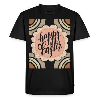 Vintage Easter Happy Easter Saying Calligraphy - Men's Premium Organic T-Shirt - black - Front - Nico (187cm)