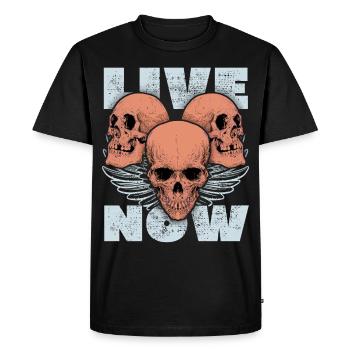 3 crânes, 3 crânes, ailes d’ange disant - T-shirt Premium bio Homme - noir - Devant - Nico (187cm)